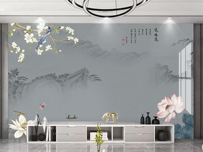 中式精品山水無框畫 高清荷花主題電視背景墻設(shè)計(jì)